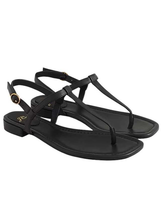 J.Crew Abbie Leather Ankle Strap Thong Sandals Sz 8 Black